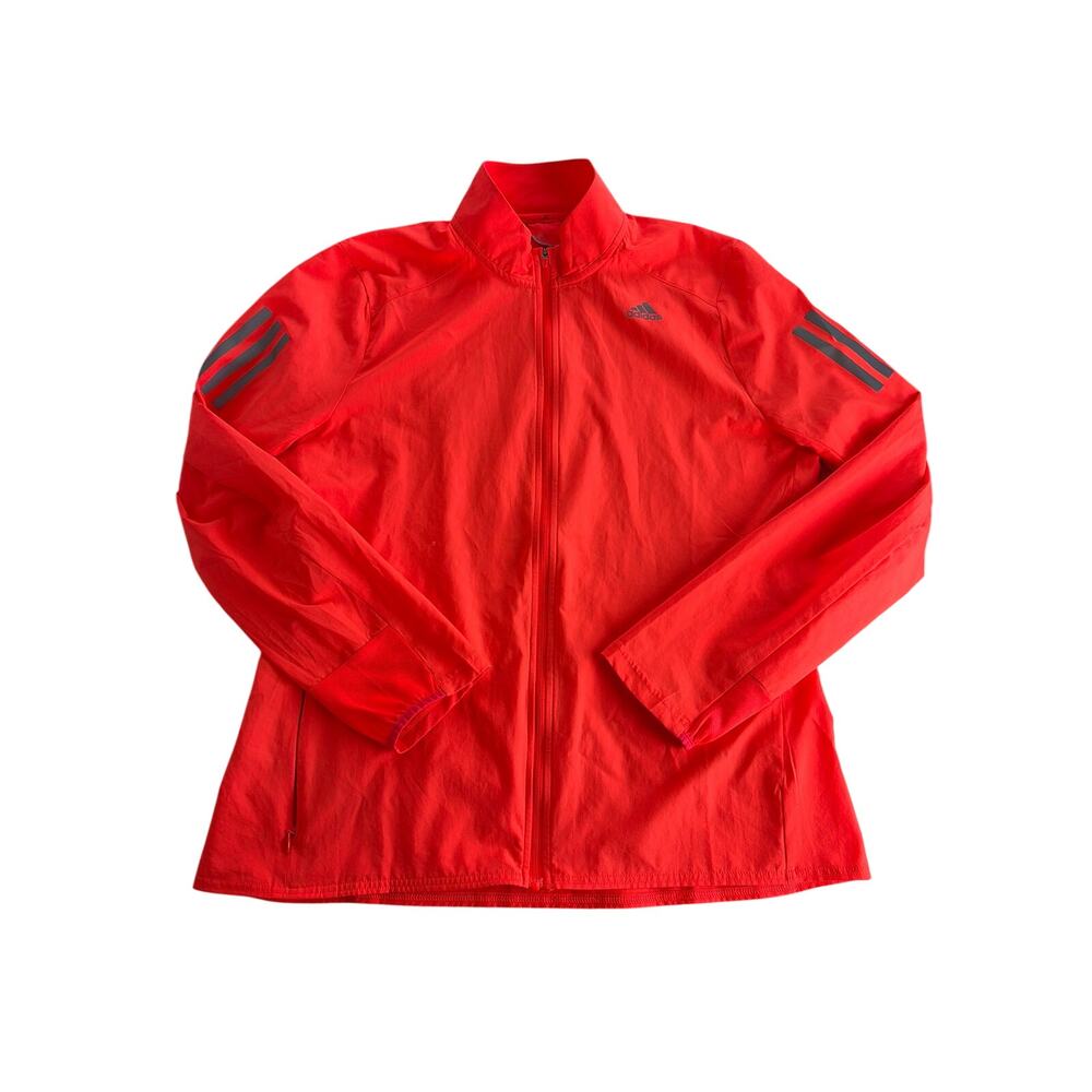 Adidas Mens Lightweight Jacket Medium Windbreaker Neon Orange Full Zip Running